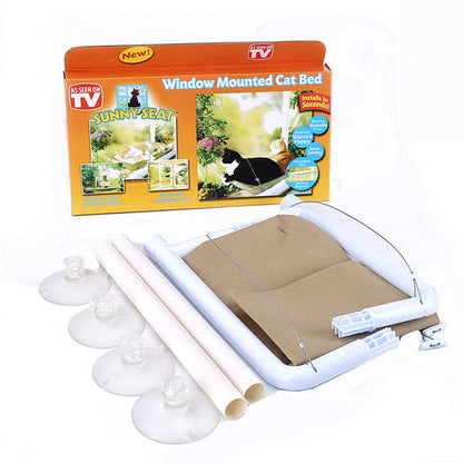 Elevated Cat Hammock - Aerial Pet Bed for Cats and Kittens, Window Seat Nest with Climbing Frame, Supports Up to 20kg