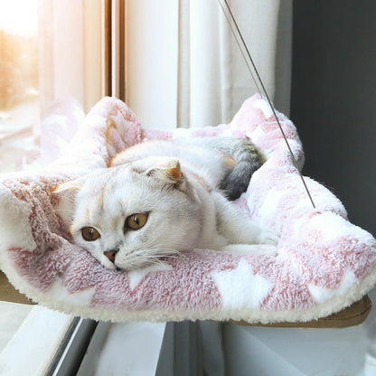 Elevated Cat Hammock - Aerial Pet Bed for Cats and Kittens, Window Seat Nest with Climbing Frame, Supports Up to 20kg