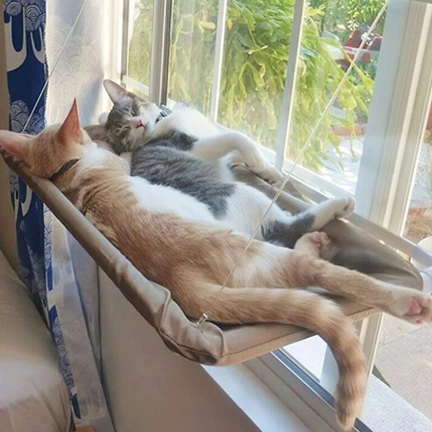 Elevated Cat Hammock - Aerial Pet Bed for Cats and Kittens, Window Seat Nest with Climbing Frame, Supports Up to 20kg