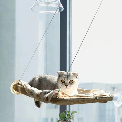 Elevated Cat Hammock - Aerial Pet Bed for Cats and Kittens, Window Seat Nest with Climbing Frame, Supports Up to 20kg